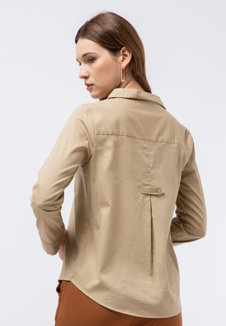 V-neck Long Sleeve Blouse