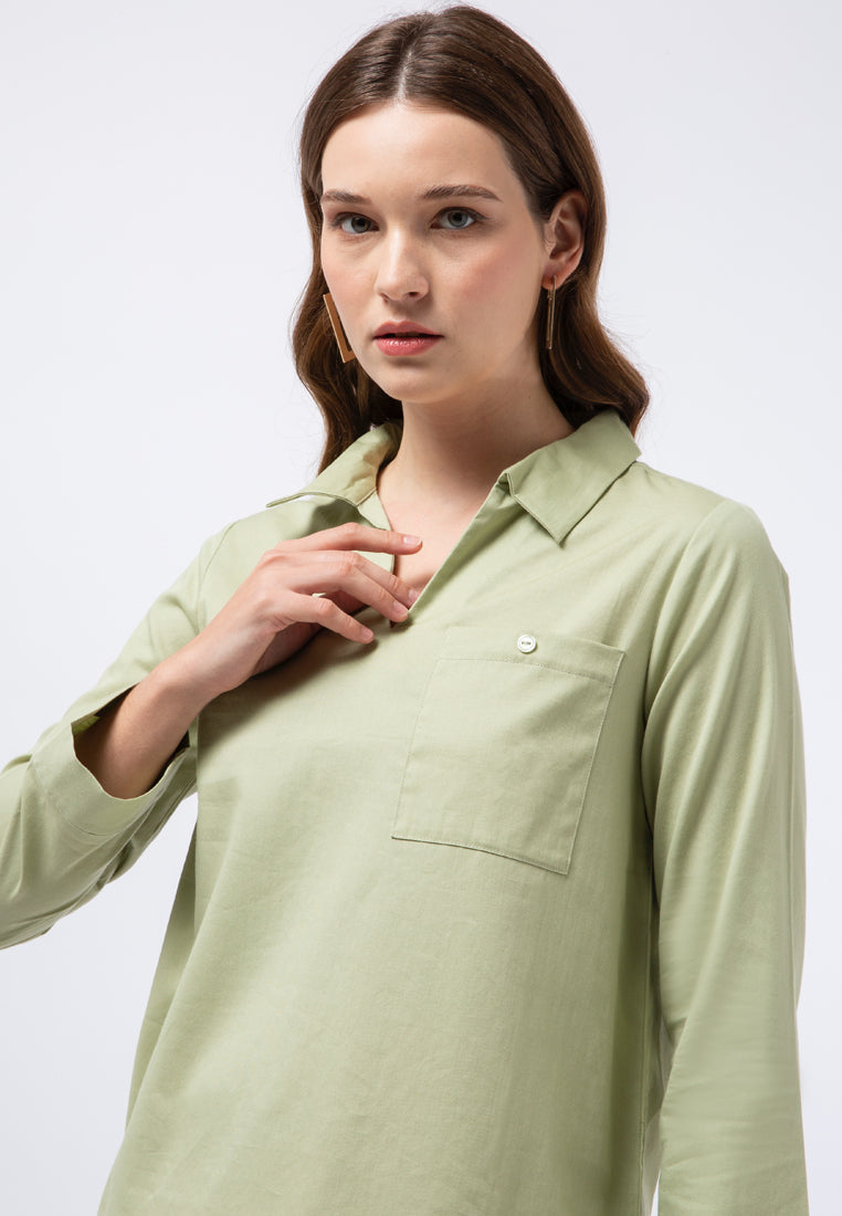 V-neck Long Sleeve Blouse