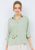 3/4 Sleeve Blouse with Buckle Details