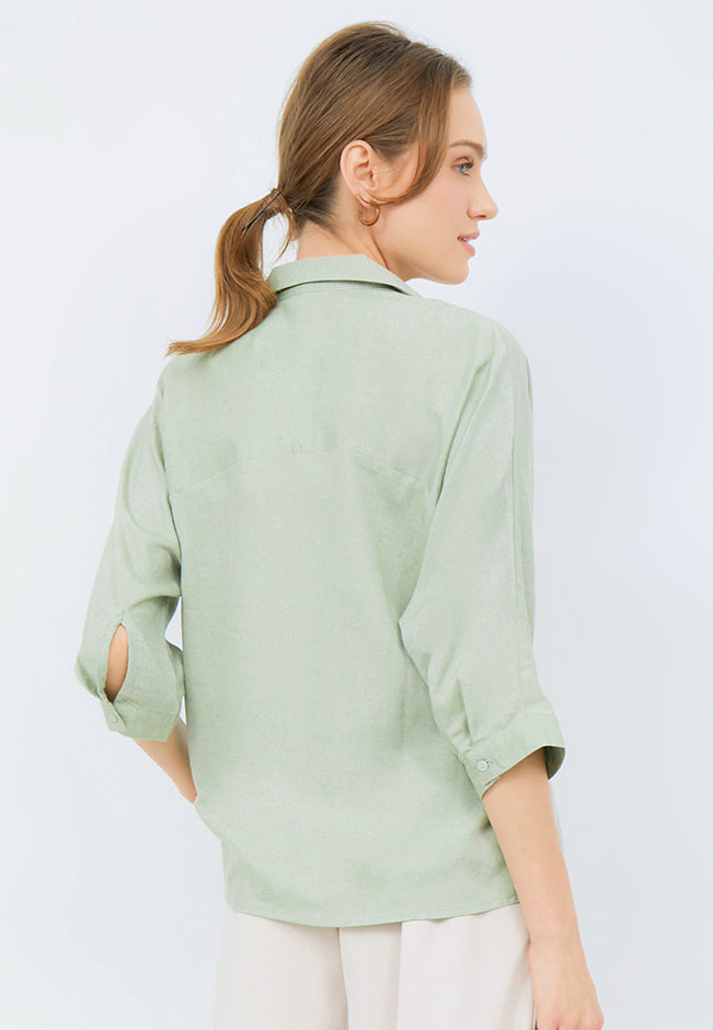 3/4 Sleeve Blouse with Buckle Details