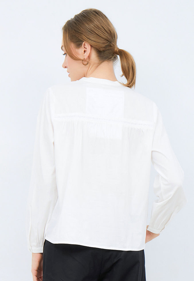 Loose Blouse with Lace Trim Details