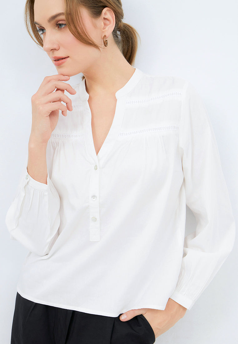 Loose Blouse with Lace Trim Details