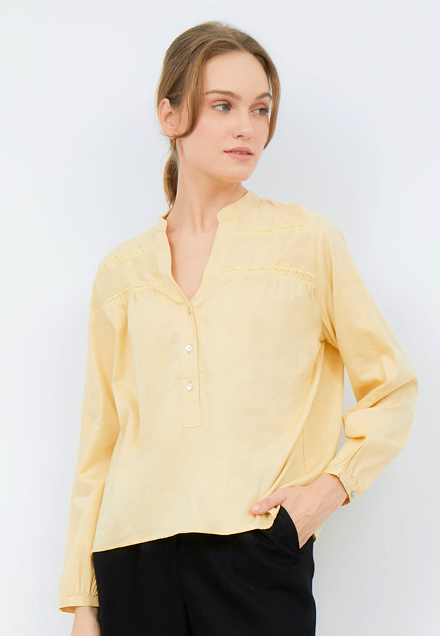 Loose Blouse with Lace Trim Details