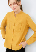 Open Collar Long Sleeve Blouse