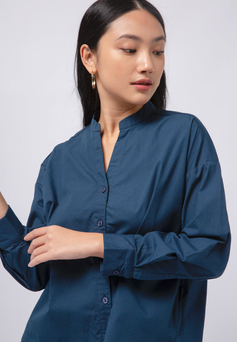 Mandarin Collar Long Sleeve Blouse