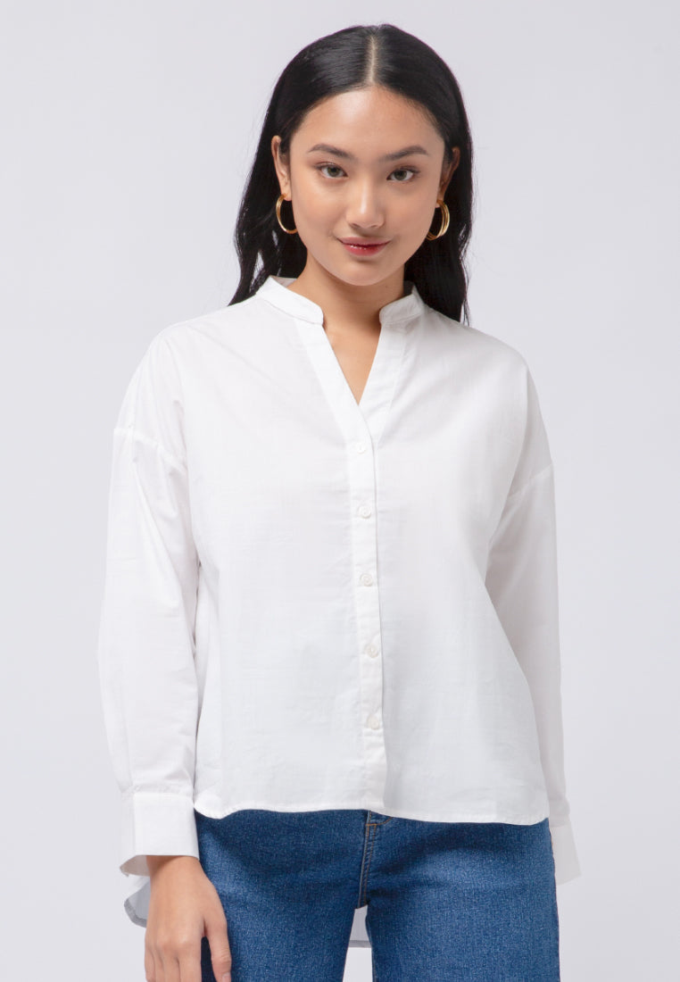 Mandarin Collar Long Sleeve Blouse