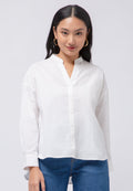 Mandarin Collar Long Sleeve Blouse