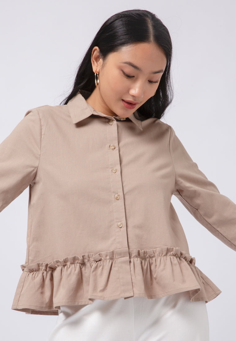Gathered Details Long Sleeve Blouse