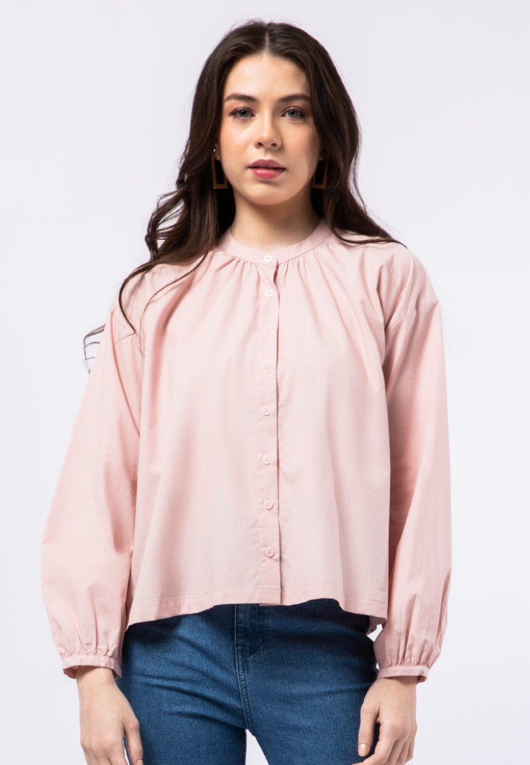 Long Sleeve Blouse with Gathered Details