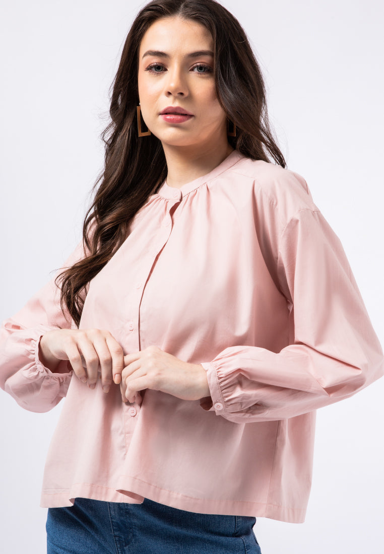 Long Sleeve Blouse with Gathered Details