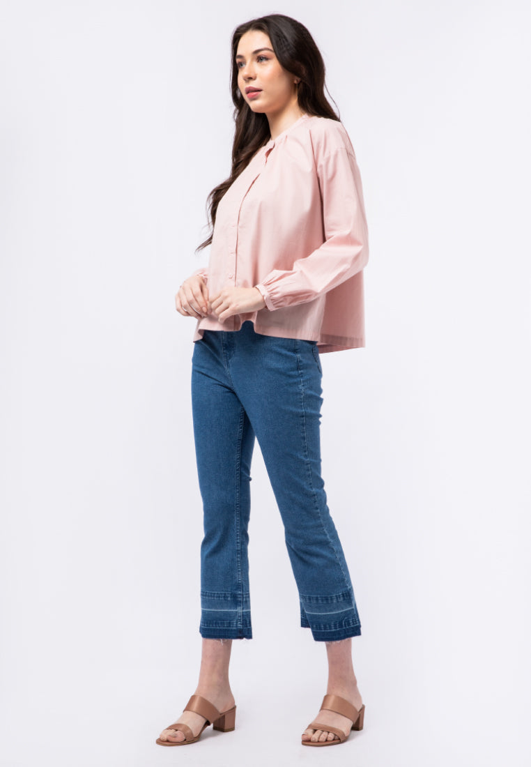 Long Sleeve Blouse with Gathered Details