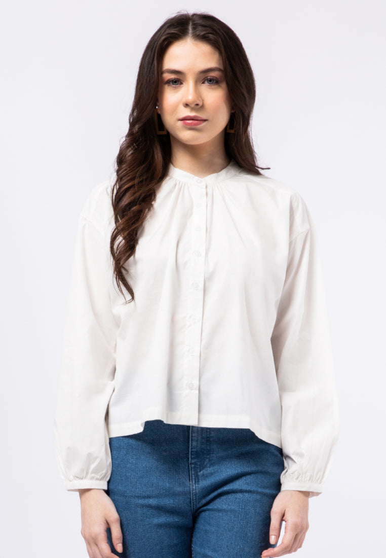 Long Sleeve Blouse with Gathered Details