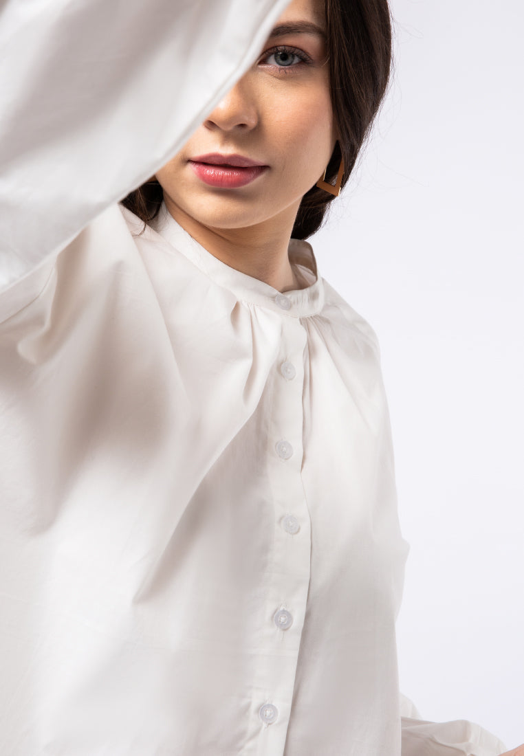 Long Sleeve Blouse with Gathered Details