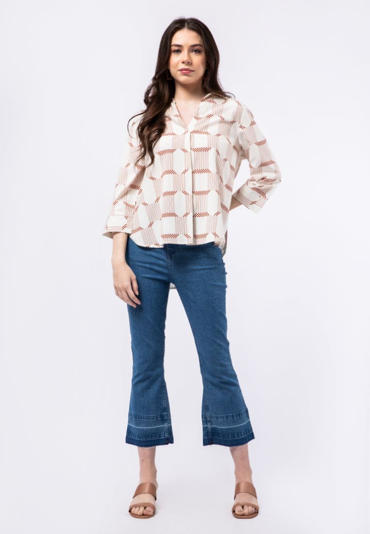 Printed Long Sleeve Blouse