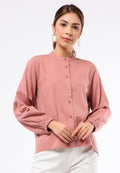 High Neck Puff Sleeve Blouse