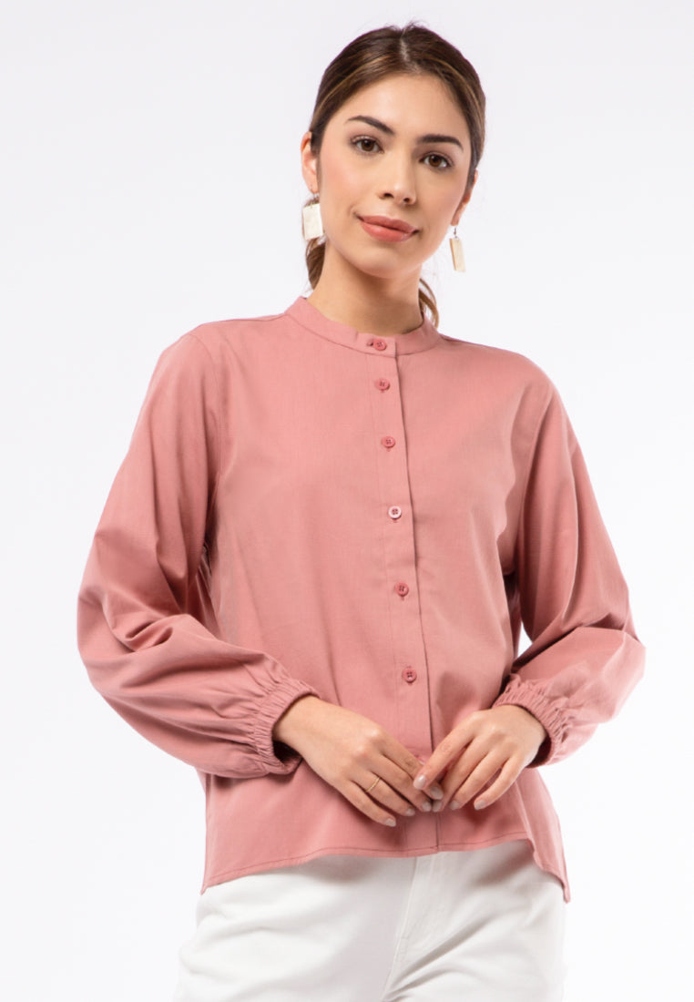 High Neck Puff Sleeve Blouse