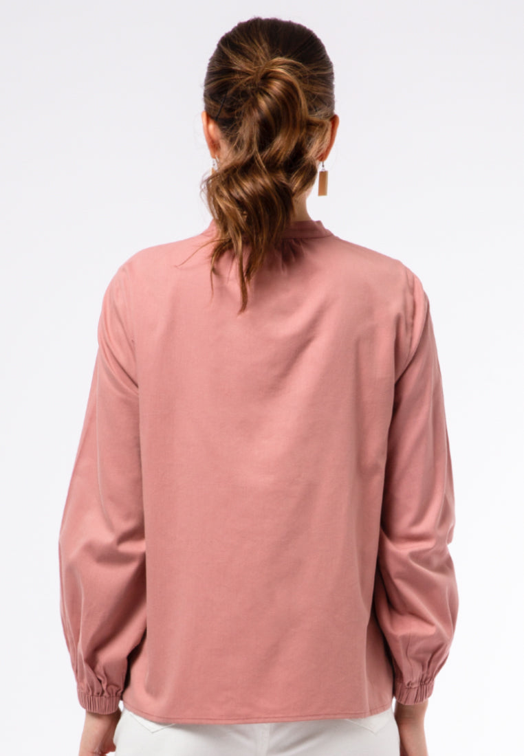 High Neck Puff Sleeve Blouse