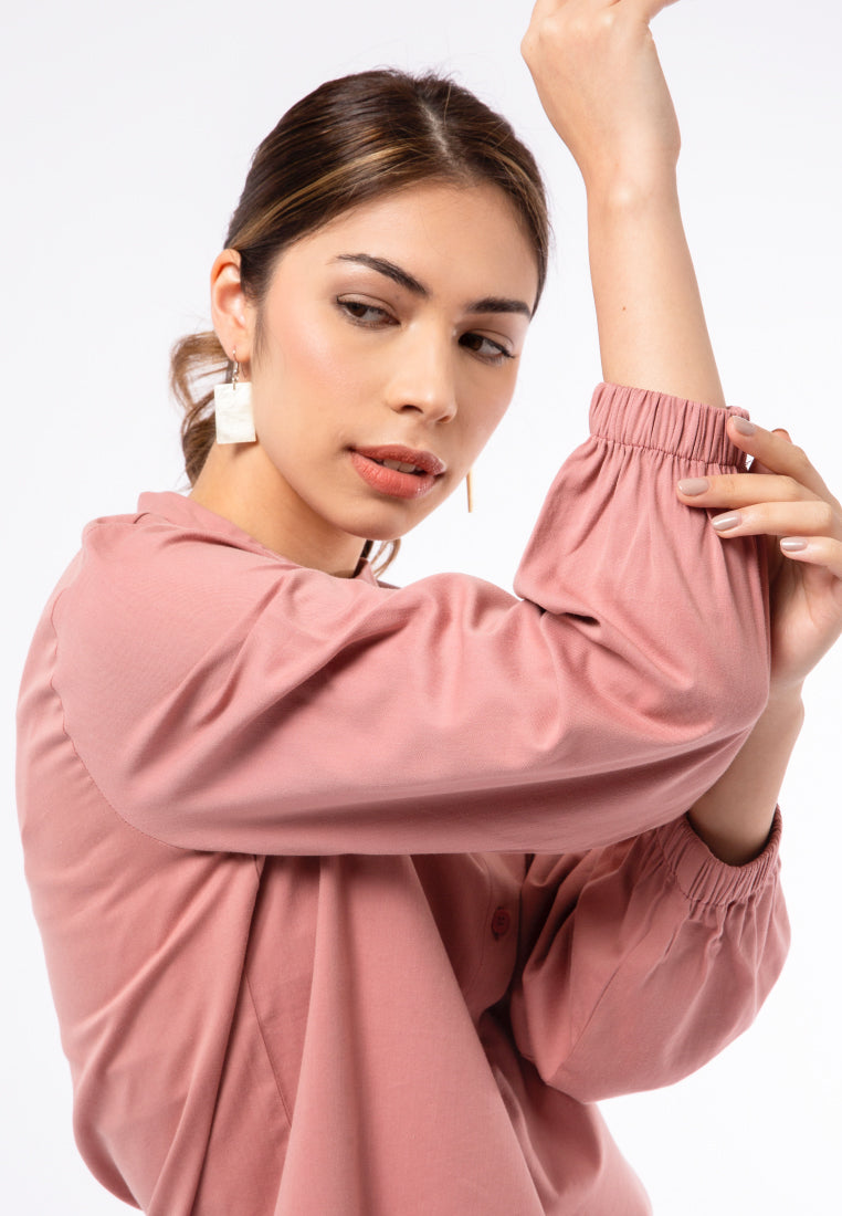 High Neck Puff Sleeve Blouse