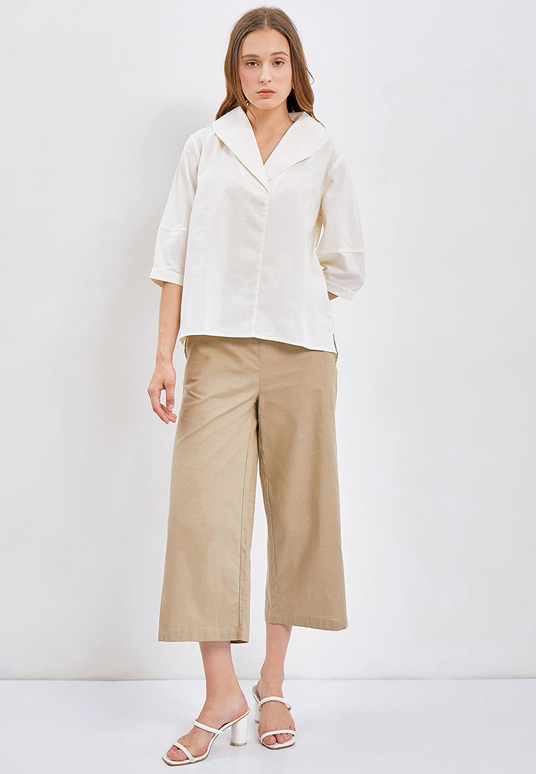 3/4 Sleeves Bluouse with Wide Collar