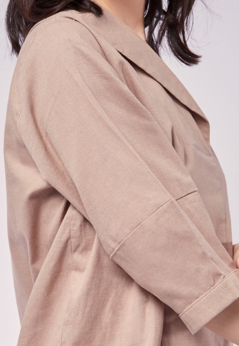 3/4 Sleeves Blouse with Wide Collar