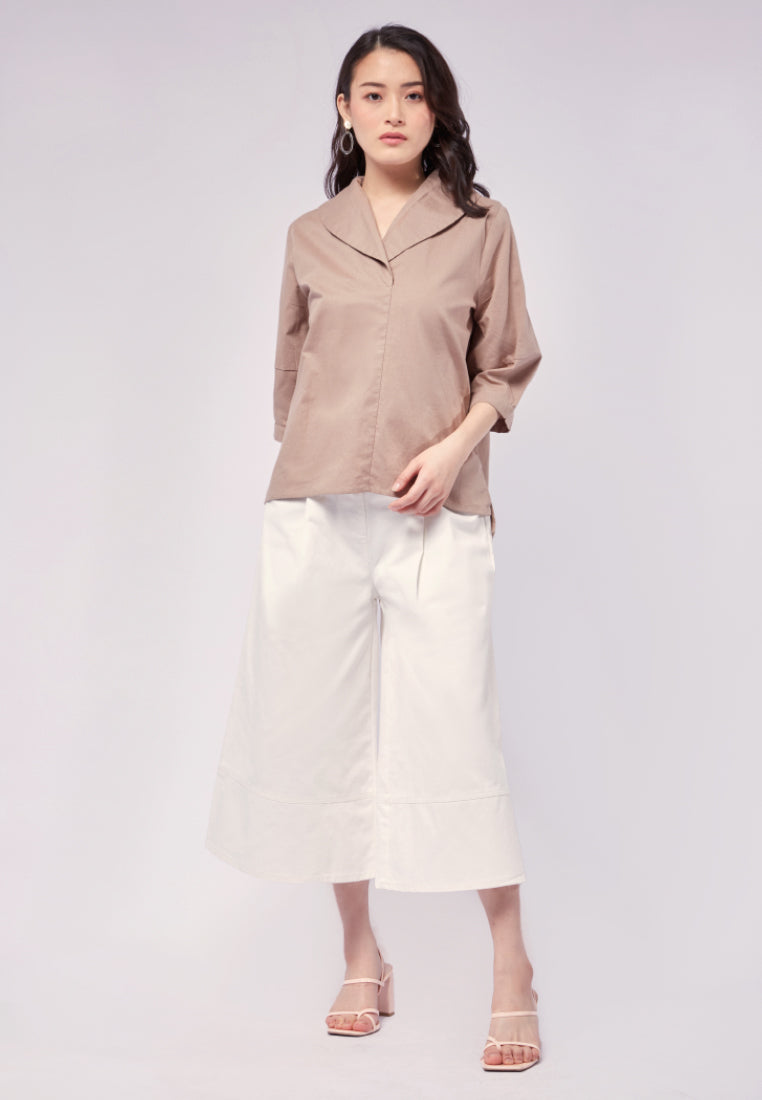 3/4 Sleeves Blouse with Wide Collar