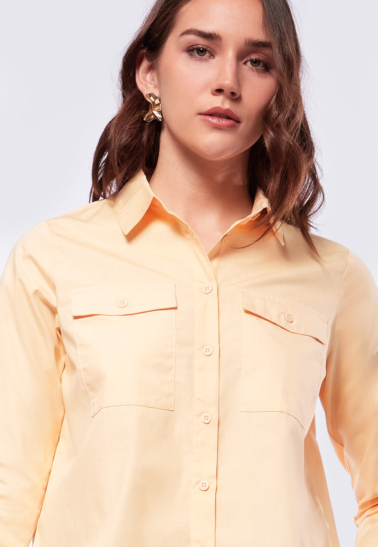 Long Sleeve Blouse with Patch Pocket