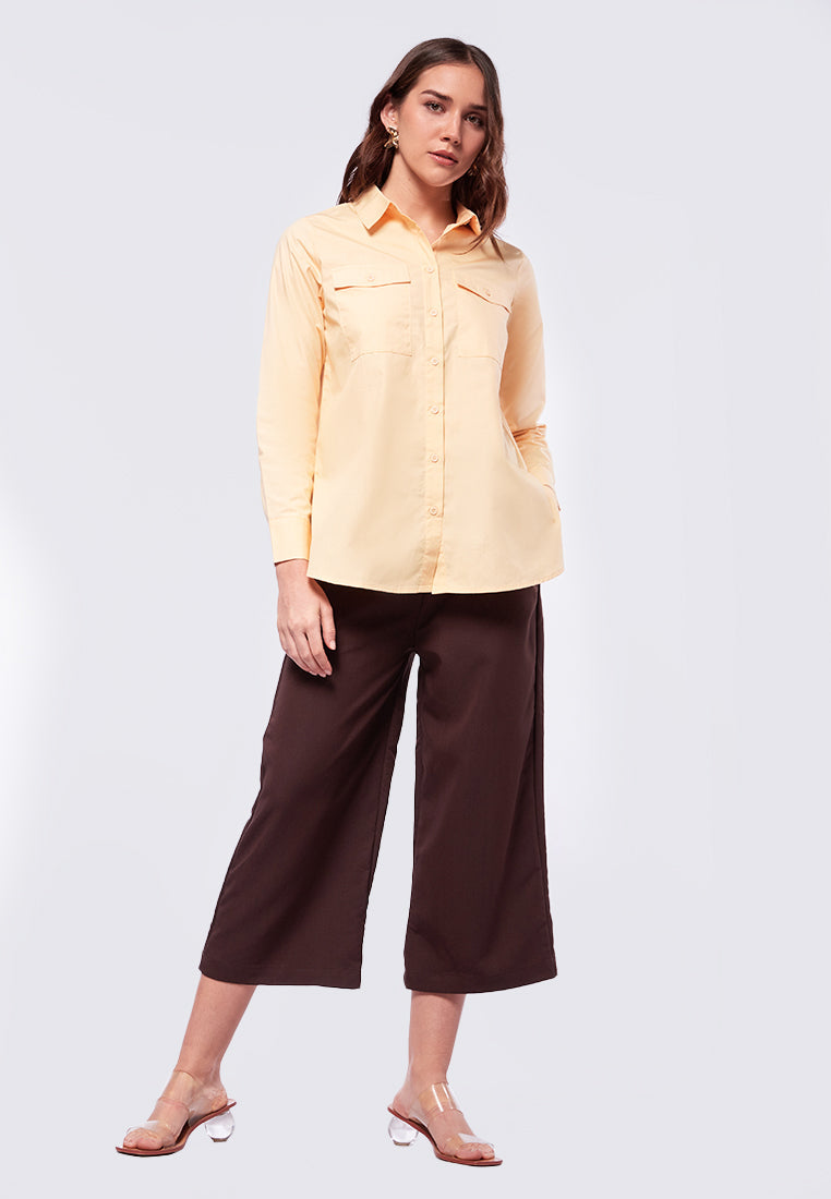 Long Sleeve Blouse with Patch Pocket
