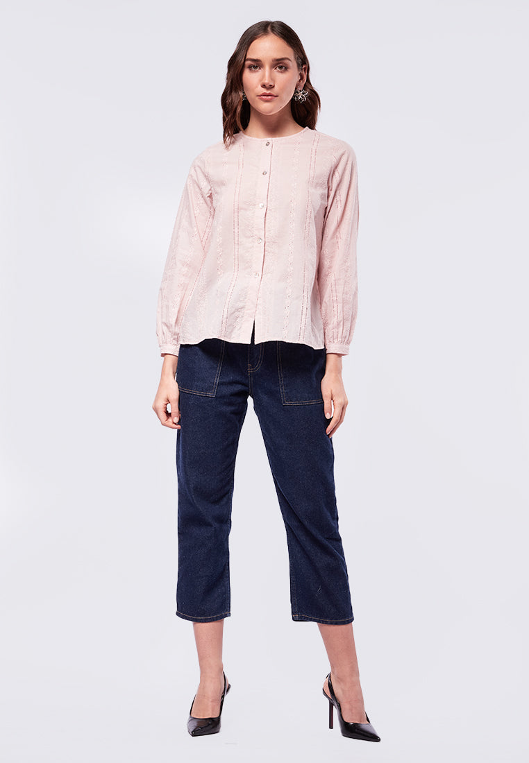 Loose Fit Eyelet Blouse
