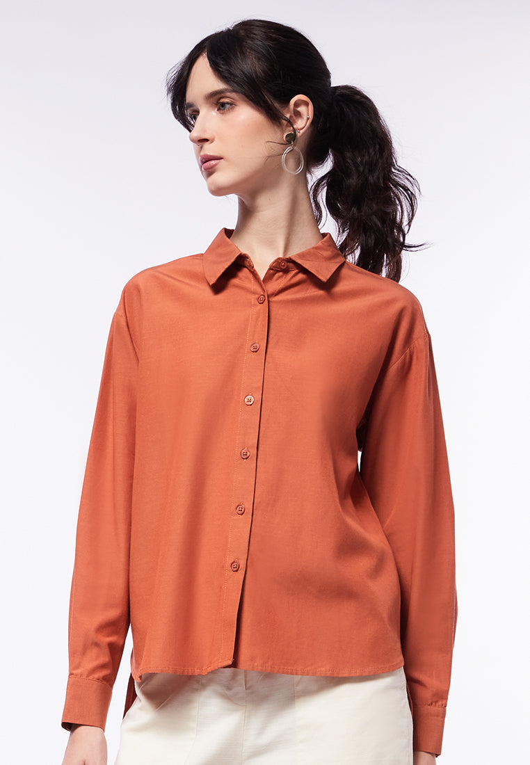 Long Sleeve Blouse with Hi-Lo Details