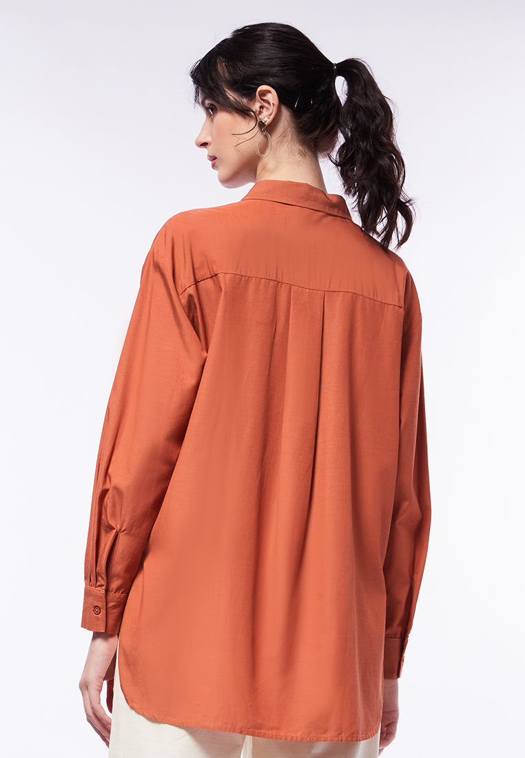 Long Sleeve Blouse with Hi-Lo Details