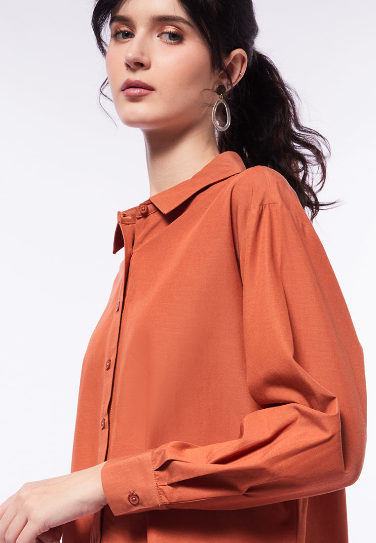 Long Sleeve Blouse with Hi-Lo Details