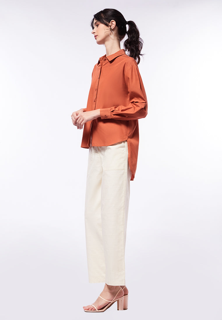 Long Sleeve Blouse with Hi-Lo Details