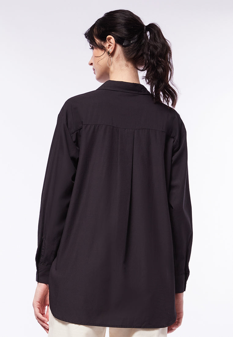 Long Sleeve Blouse with Hi-Lo Details
