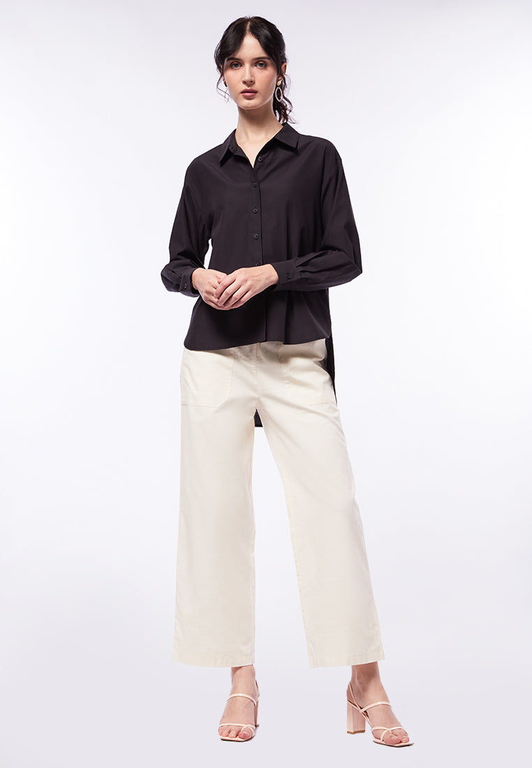 Long Sleeve Blouse with Hi-Lo Details