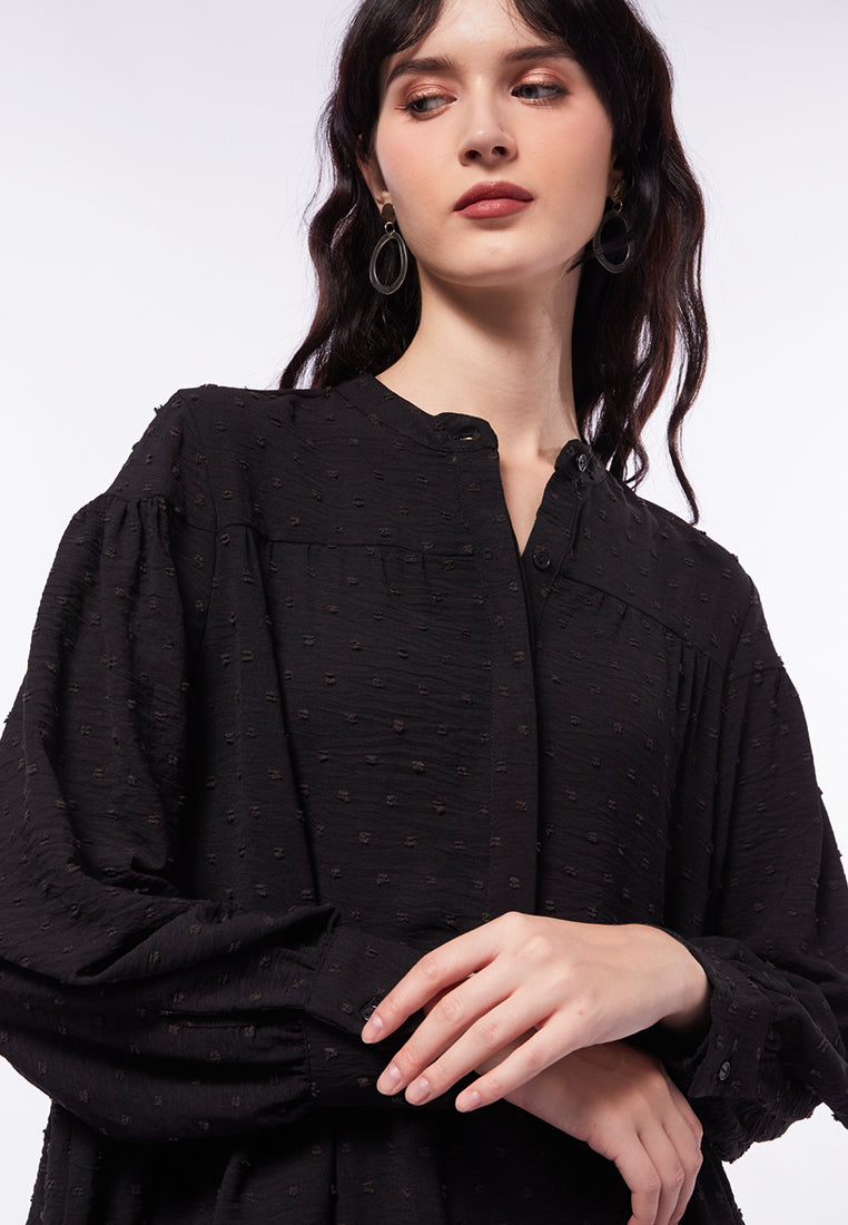 Mandarin Collar Long Sleeve Blouse