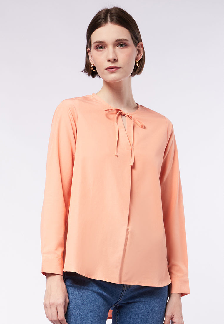 Round Neck Blouse with Tie Details