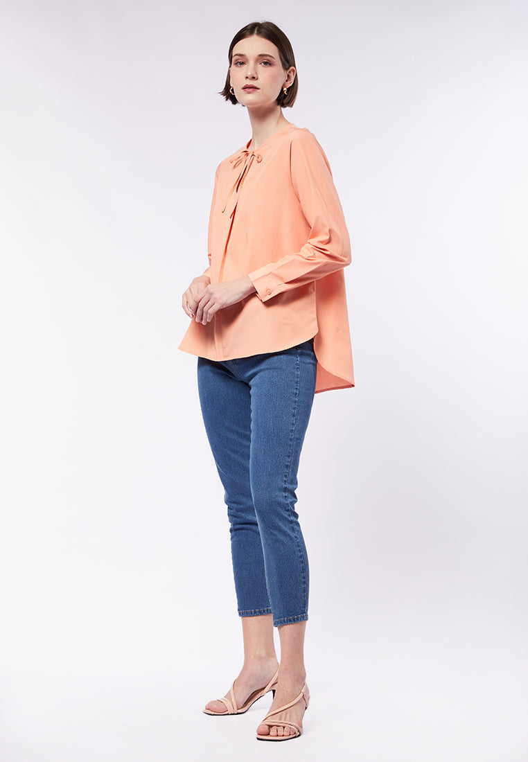 Round Neck Blouse with Tie Details