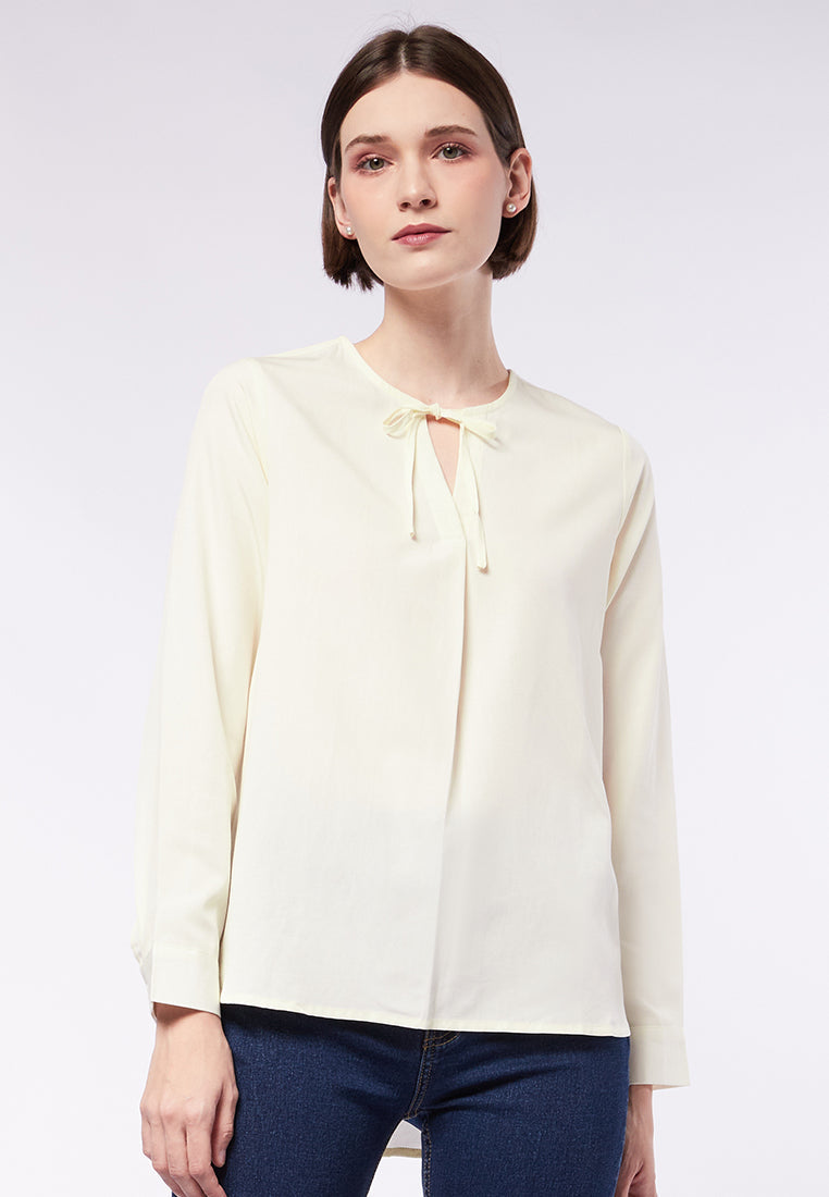Round Neck Blouse with Tie Details