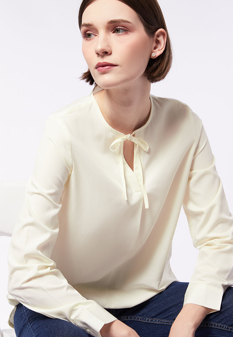 Round Neck Blouse with Tie Details
