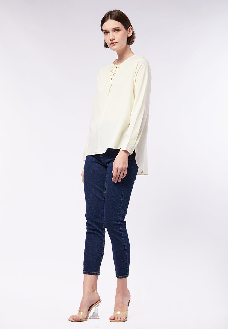 Round Neck Blouse with Tie Details