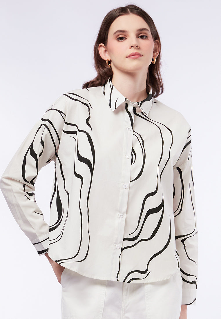 Printed Long Sleeve Blouse