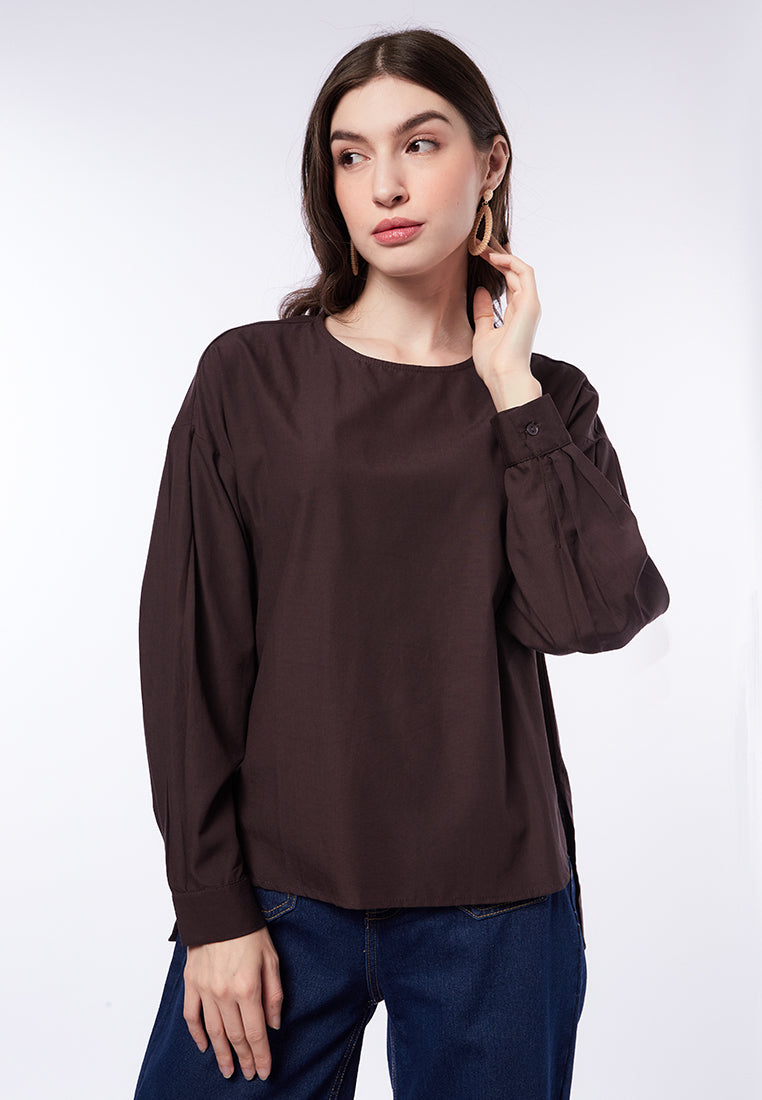 Hi-Lo Hem Long Sleeve Blouse
