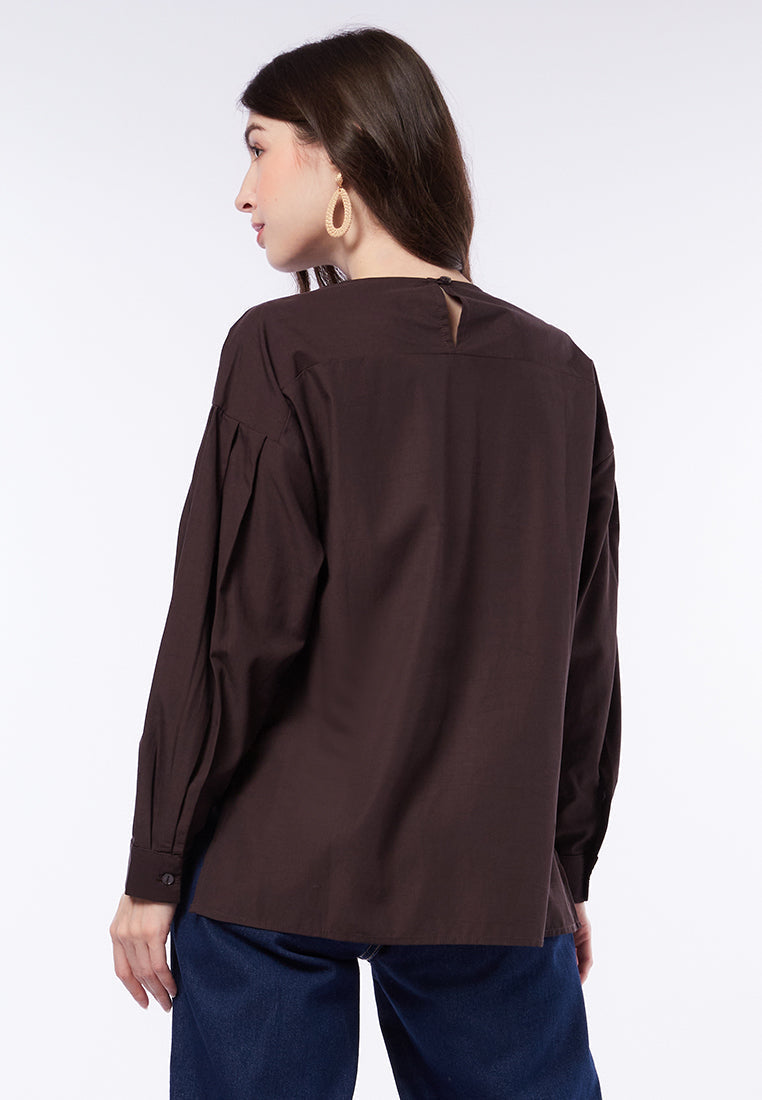 Hi-Lo Hem Long Sleeve Blouse
