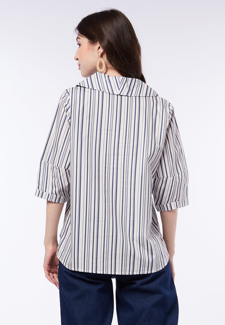 Striped 3/4 Sleeve Blouse