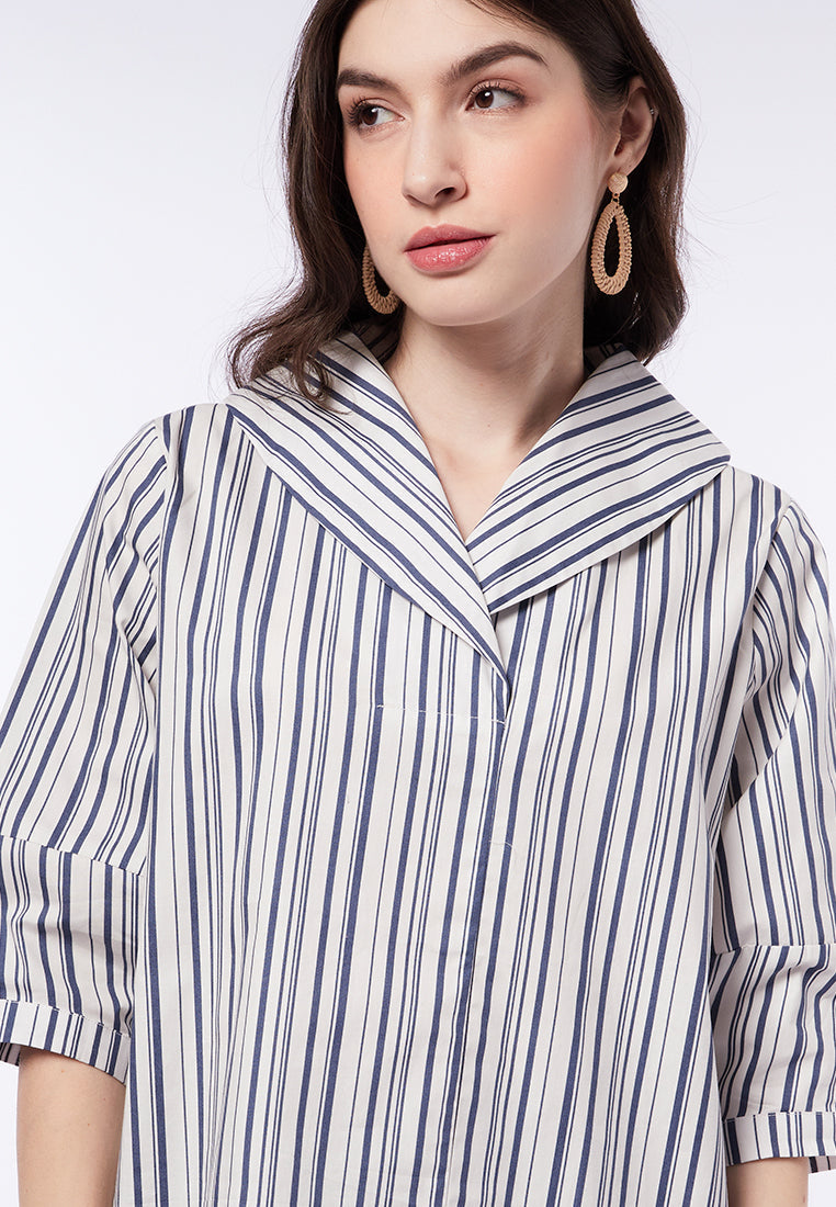 Striped 3/4 Sleeve Blouse