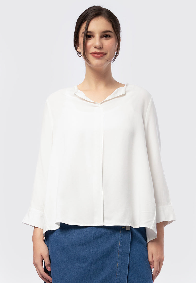V-Neck Long Sleeve Blouse