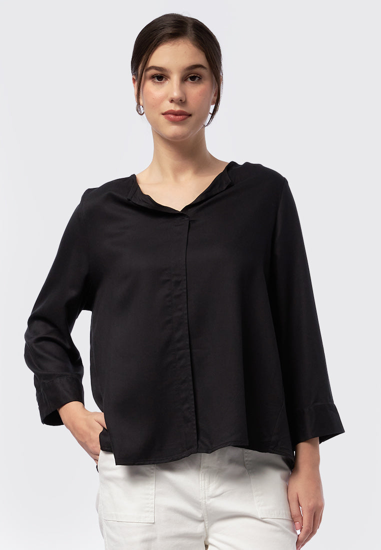 V-Neck Long Sleeve Blouse