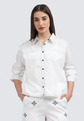 Contrast Stitch Long Sleeve Blouse