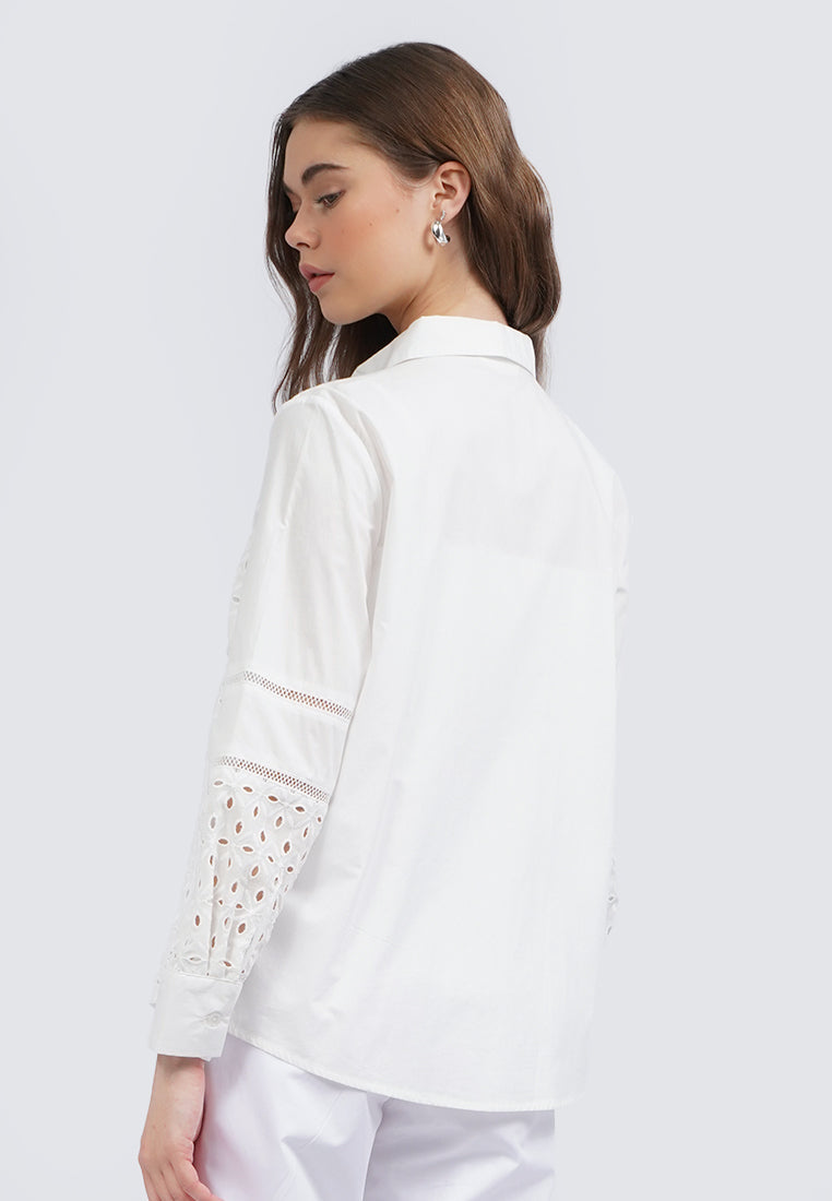 Long Sleeve Eyelet Blouse