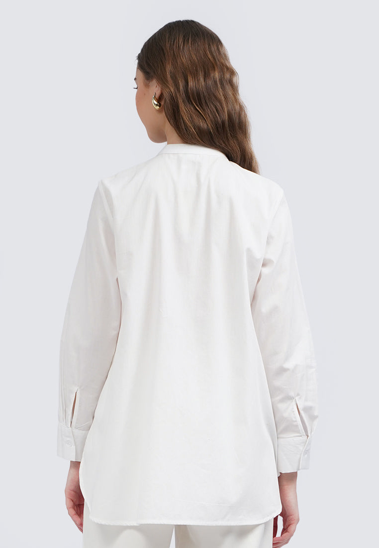 Eyelet Panel Long Sleeve Blouse